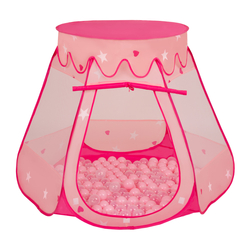 Play Tent For Kids Castle Baby Playhouse For Children With Colorful Balls Pop Up Perfect For Indoor And Outdoor Easy Set Up Includes Carry Bag, pink:powder pink-transparent, 105x90cm/100 balls