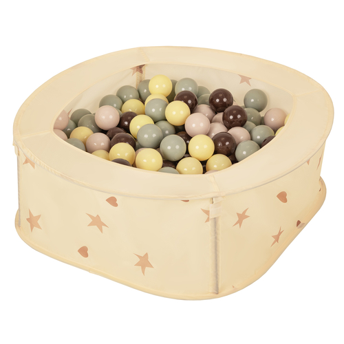 Ballpit Playpen For Kids, Babies And Toddlers Children Foldable Portable Indoor Outdoor, Light Beige: Pastel Beige-Green/Grey-Pastel Yellow-Brown, 200 Balls