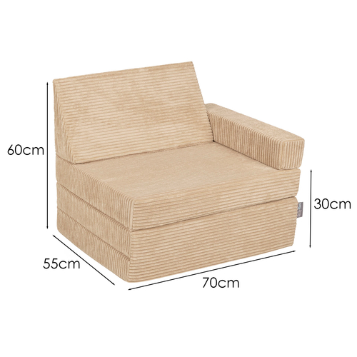 KiddyMoon Armchair Kids Foldable Children Multifunctional Foam Mattress Sofa Bed Folding Toddler Couch Chair for Playroom Bedroom Living Room, beige, Armchair