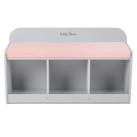 KiddyMoon Storage Bench for Kids Children Multifunctional Toy Furniture Sitting Playroom, grey/pink, UNI