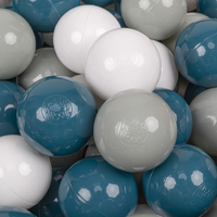 KiddyMoon Soft Plastic Play Balls ∅ 7cm/2.75in Multi-colour Made in EU, dark turquoise/greengrey/white, 700 Balls/7cm-2.75in