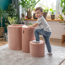 KiddyMoon Foam Playground Velvet for Kids Obstacle Course for Children Montessori Toy for Babies Soft Construction Blocks Element, Tunnel/Hill, Certified Made in The EU, desert pink, pouf/pouf