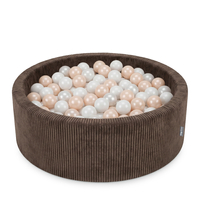 KiddyMoon Ball Pit for Baby and Toddler, Soft Play Ball Pool with ribbed Washable Cover, Brown: Pastel Beige/White/Pearl, 90 x 30 cm / 200 Balls
