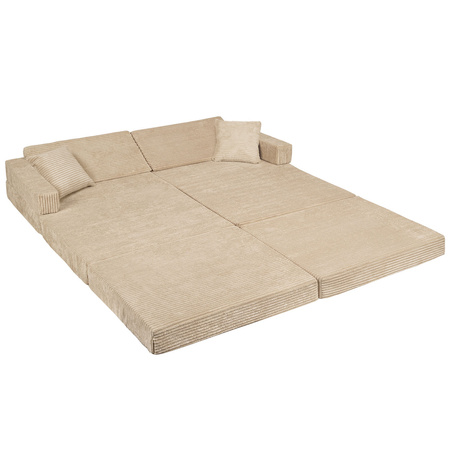 KiddyMoon Foam Sofa for Children Multifunctional Mattress Armchair Kids Foldable  Bed Folding Toddler Couch Chair for Playroom Bedroom Living Room, beige, Sofa with 2 Pillows