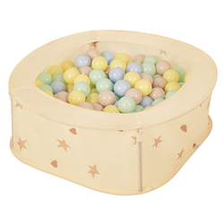 Ballpit Playpen For Kids, Babies And Toddlers Children Foldable Portable Indoor Outdoor, Light Beige: Pastel Beige-Pastel Blue-Pastel Yellow-Mint, 100 Balls