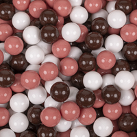 KiddyMoon Soft Ball Pit Round ∅ 7cm / 2.75In for Kids, Foam Velvet Ball Pool Baby Playballs, Made In The EU, forest green:salmon pink/brown/white , 90 x 30 cm / 300 Balls