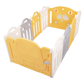 Playpen Box Foldable for Children with Plastic Colourful Balls, white-yellow: white-grey-mint, 8 + 2 Panels/500 Balls