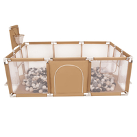 Baby Playpen Big Size Playground with Plastic Balls for Kids, beige:pastel beige/gray/white/black, 200 balls