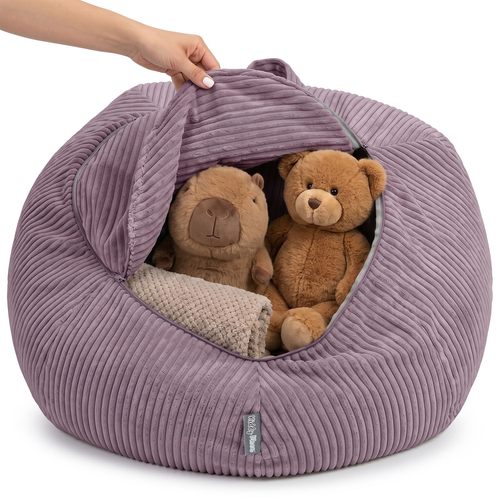 KiddyMoon Bean Bag for Children 2-in-1 Storage for Toys 80x80x50cm, fioletowy