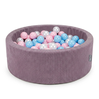 KiddyMoon Ball Pit for Baby and Toddler, Soft Play Ball Pool with ribbed Washable Cover, Purple: Baby Blue/Light Pink/Pearl, 90 x 30 cm / 200 Balls