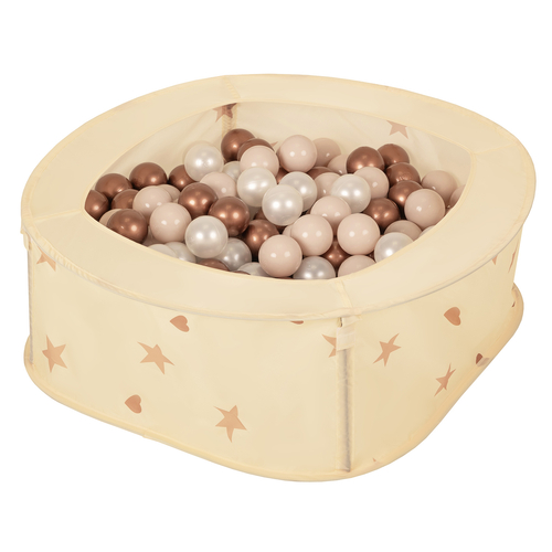 Ballpit Playpen For Kids, Babies And Toddlers Children Foldable Portable Indoor Outdoor, Light Beige: Pastel Beige-Copper-Pearl, 200 Balls