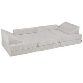 KiddyMoon Foam Sofa for Children Multifunctional Mattress Armchair Kids Foldable  Bed Folding Toddler Couch Chair for Playroom Bedroom Living Room, light grey, 140x55x30 cm