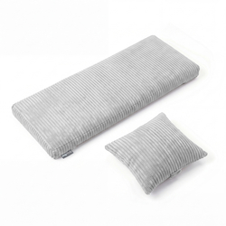 KiddyMoon Cushion Set For Balance Board Mattress and Pillow Ribbed Fabric Washable Cover, light gray, Mattress/Pillow