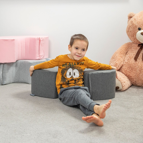 KiddyMoon Foam Soft Seesaw Rocker Ride-On Hopper Bean Bouncy Jumping Playing for Children, Montessori Toy For Kids Made of Foam, Made in The EU, darkgrey, 78x25x35cm