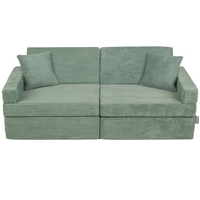 KiddyMoon Foam Sofa for Children Multifunctional Mattress Armchair Kids Foldable Bed Folding Toddler Couch Chair for Playroom Bedroom Living Room, green, Sofa with 2 Pillows