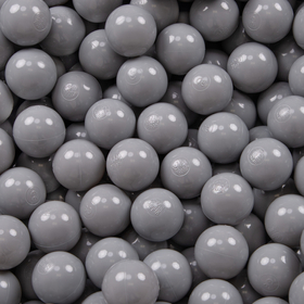 KiddyMoon Soft Plastic Play Balls ∅ 7cm/2.75in Mono-colour certified Made in EU, grey, 300 Balls/7cm-2.75in