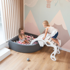 KiddyMoon Wooden Rocker for Kids Multifunctional Montessori Arch Wooden Toy Climbing Play Arch for Children, Seesaw Made of Wood for Babies WR-001, White, 90.6x39x69 cm