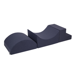 KiddyMoon Foam Playground for Kids Obstacle Course for Children Montessori Toy for Babies Soft Construction Blocks Element, Halfshaft/Ramp/Step, Certified Made in The EU, dark blue, Multi-Size