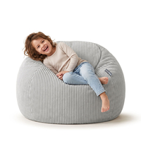 KiddyMoon Bean Bag for Children 2-in-1 Storage for Toys 80x80x50cm, jasnoszary