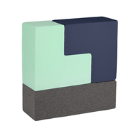 KiddyMoon Soft Foam Cubes Building Blocks 14cm for Children Multifunctional Foam Construction Montessori Toy for Babies, Certified Made in The EU, light grey-dark grey-dark blue-mint, 9 Pieces