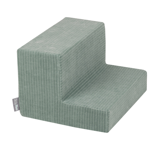 KiddyMoon Foam Playground For Kids Soft Textured Safe Blocks, green: dark turquoise/pastel beige/greygreen/salmon pink, Ballpit (200 Balls) + Steps