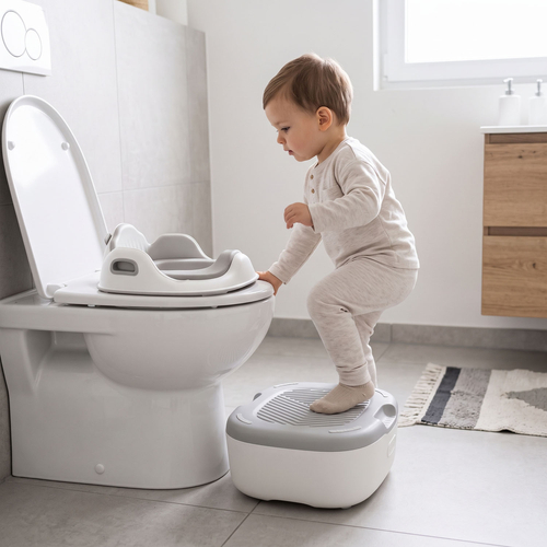 KiddyMoon Potty Training Chair for Toddlers Lockable Cover Anti-Slip Elements, Grey, UNI