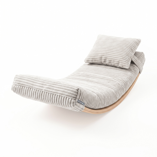 KiddyMoon Cushion Set For Balance Board Mattress and Pillow Ribbed Fabric Washable Cover, light gray, Mattress/Pillow