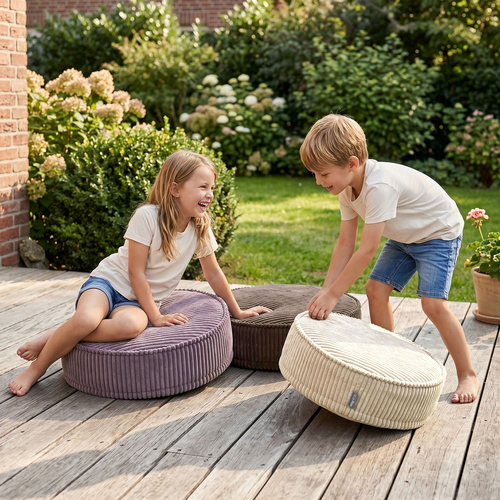 KiddyMoon 3-Piece Foam Elements for Kids Children's Room Accessory, beige-brown-purple, Mx3