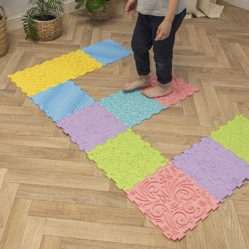 KiddyMoon Sensory Puzzle Mat for Kids Orthopedic Game Tiles, Multi, 6 Pieces