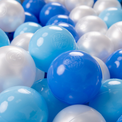 KiddyMoon Soft Plastic Play Balls β
7cm/2.75in Multi-colour Made in EU, baby blue/blue/pearl, 100 Balls/7cm-2.75in