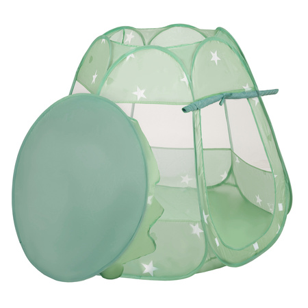 Play Tent For Kids Castle Baby Playhouse For Children With Colorful Balls Pop Up Perfect For Indoor And Outdoor Easy Set Up Includes Carry Bag, mint:pearl/grey/transparnet/babyblue/mint, 105x90cm/100 balls