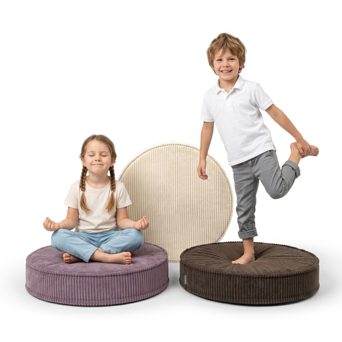 KiddyMoon 3-Piece Foam Elements for Kids Children's Room Accessory, beige-brown-purple, Lx3