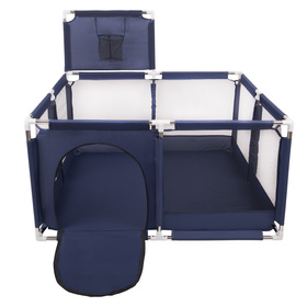 square play pen filled with plastic balls basketball, Blue:grey/white/turquoise, 100 balls