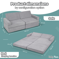 KiddyMoon Foam Sofa for Children Multifunctional Mattress Armchair Kids Foldable  Bed Folding Toddler Couch Chair for Playroom Bedroom Living Room, dark grey, Sofa