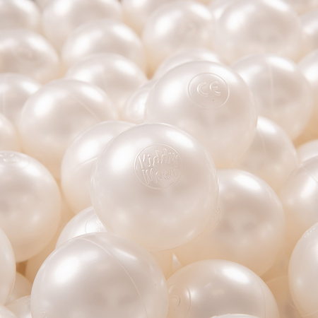 KiddyMoon Soft Plastic Play Balls ∅ 7cm/2.75in Mono-colour certified Made in EU, pearl, 100 Balls/7cm-2.75in