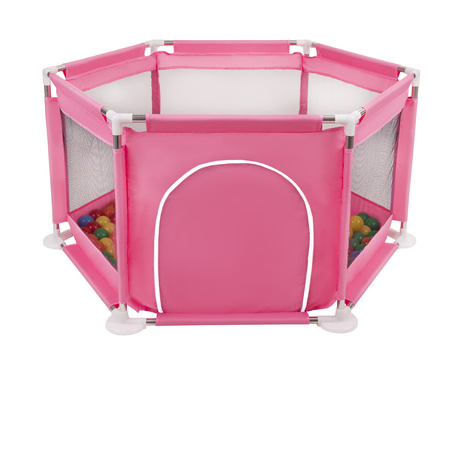 hexagon 6 side play pen with plastic balls, Pink:yellow/green/blue/red/orange, 400 balls