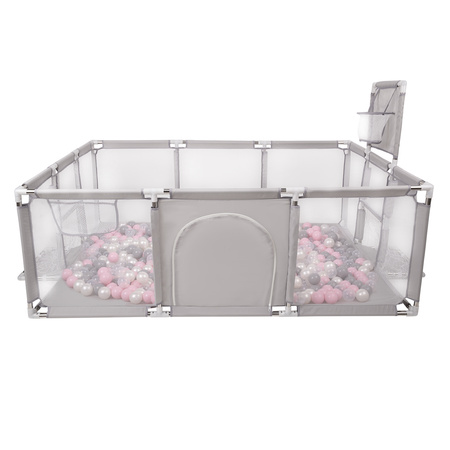 Baby Playpen Big Size Playground with Plastic Balls for Kids, Grey:pearl/grey/transparent/powder pink, 400 balls