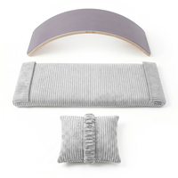 KiddyMoon Balance Board for Kids with Mattress and Pillow Wooden Sensory Wobble Board, natural/light grey, Balance Board/Mattress/Pillow