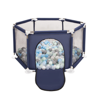 hexagon 6 side play pen with plastic balls, Blue:pearl/grey/transparent/babyblue/mint, 900 balls