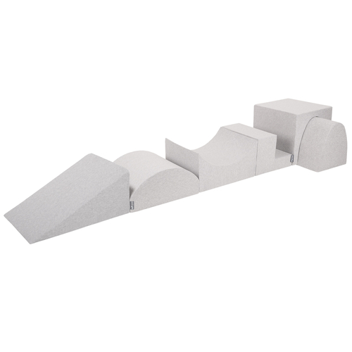 KiddyMoon light grey playground dice / wedge M/ hill/ tunnel/ ramp M/ half-shaft M/ step PPZ-217 , Light Grey