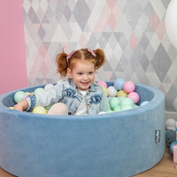 KiddyMoon Baby Foam Ball Pit with Balls ∅ 7cm / 2.75in Made in EU, Coffee: white/pastel beige/brown, 90x30cm/200 balls