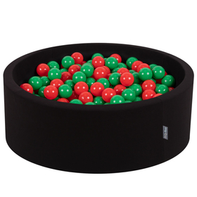 KiddyMoon Baby Foam Ball Pit with Balls ∅ 7cm / 2.75in Made in EU, Apple: green/red, 90x30cm/200 balls