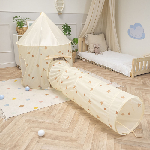 Play Tent With Tunnel Pop Up Inspires Imagination And Movement, light beige, tunnel + play tent