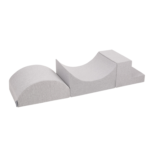 KiddyMoon Foam Playground for Kids with Square Ballpit ( ∅ 7cm/2.75In) Soft Obstacles Course and Ball Pool, Certified Made In The EU, lightgrey:pearl/grey/transparent/powderpink, Ballpit (300 Balls) + Version 6