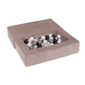 KiddyMoon Modular Foam Sofa for Children's with Balls Lightweight Sofa For Kids Room Comfortable Space-Saving with Storage Room Fabric Safe and Fun for Kids, dark beige: pastel beige/grey/white/black, Sofa + 100 Balls