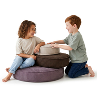 KiddyMoon 3-Piece Foam Elements for Kids Children's Room Accessory, beżowy-brązowy-fioletowy