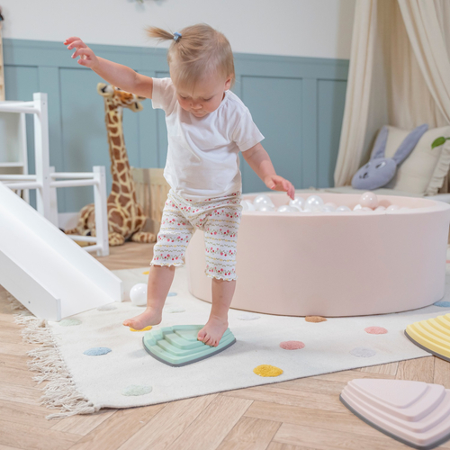 KiddyMoon Balance Stones for Children Stepping Stones Kids Balance River Stones Non-Slip Balance Beams Balance Blocks Anti-Slip Toys Obstacle Course Toddler Balance Motor Skills, Multicolor, 12 Pieces