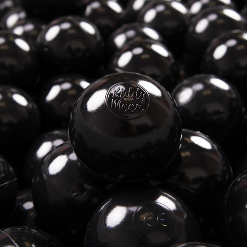 KiddyMoon Soft Plastic Play Balls ∅ 7cm/2.75in Multi-colour Made in EU, Black, 50 Balls/7cm-2.75in