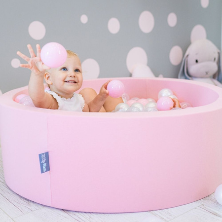 KiddyMoon Soft Ball Pit Round  ∅ 7Cm / 2.75In For Kids, Foam Ball Pool Baby Playballs Children, Made In The EU, pink, No balls