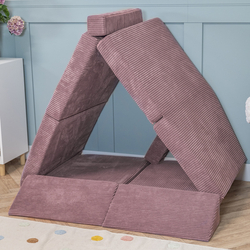KiddyMoon Multifunctional Foam Mattress Foldable Bed Armchair Kids Children Sofa Folding Toddler Couch Chair for Playroom Bedroom Living Room, purple, Mattress with Pillow